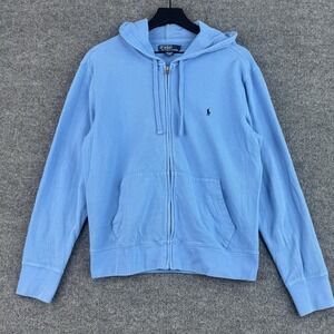 Polo Ralph Lauren Hoodie Mens M Blue Full Zip Jacket Casual Cotton Sweatshirt